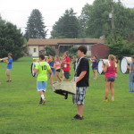Drum line practices as part of band camp.