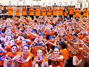 Students display the final tally for York Suburban High School's first mini-THON.