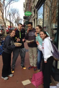 Spanish IV and V students in D.C eating tapas.